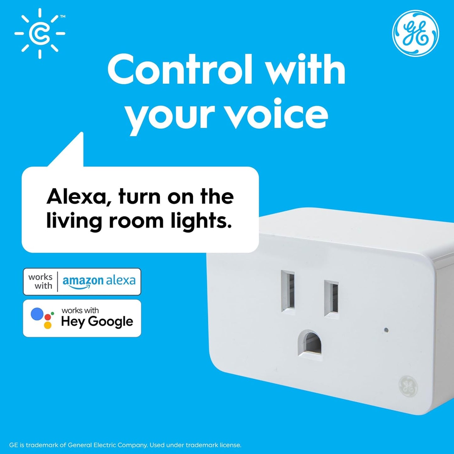 GE CYNC Smart Plug, Indoor Bluetooth and Wi-Fi Outlet Socket, Works with Alexa and Google, Great Christmas Gifts for Men, Holiday Gift for Women, Perfect Dad Gifts (1 Pack)