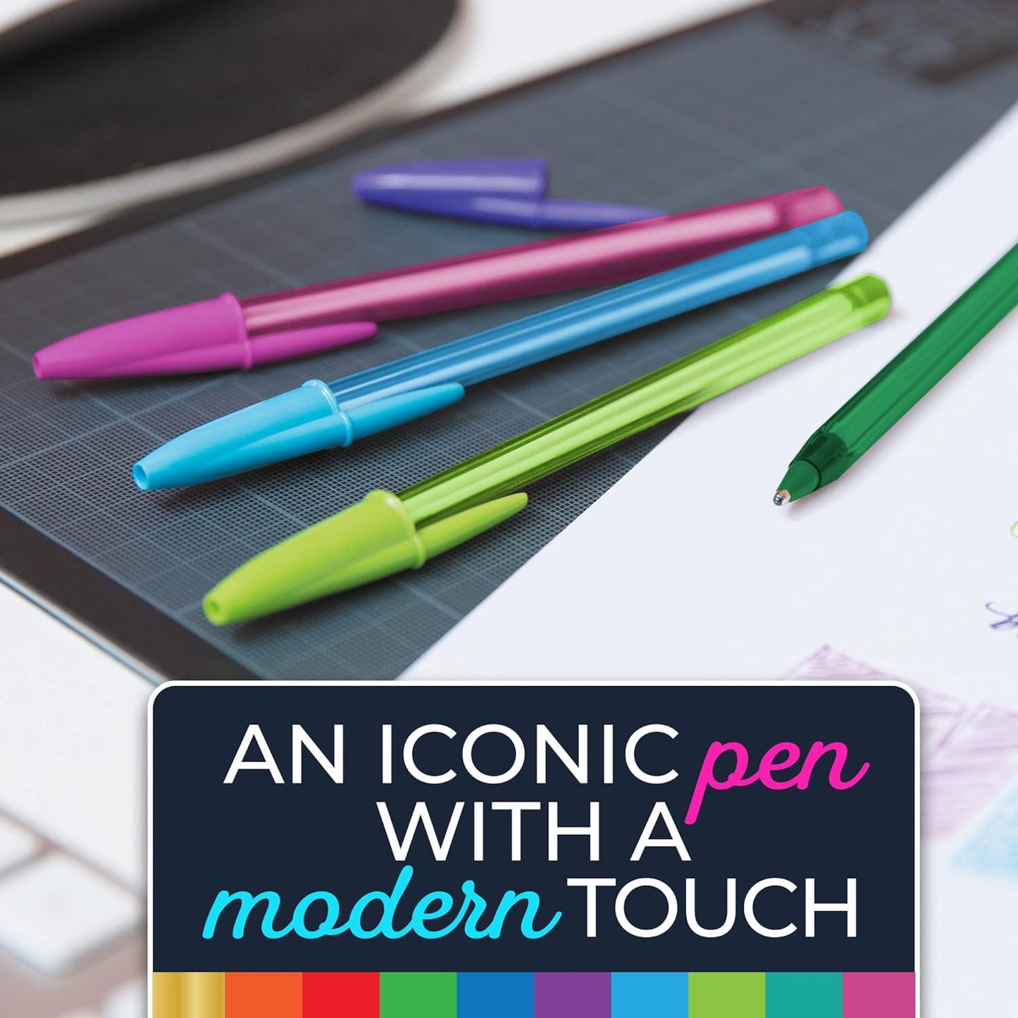 BIC Color Cues Pen Set, 60-Count Pack, Assorted Colors, Fun Color Pens for School Supplies, Includes BIC Cristal Xtra Smooth Ballpoint Pens