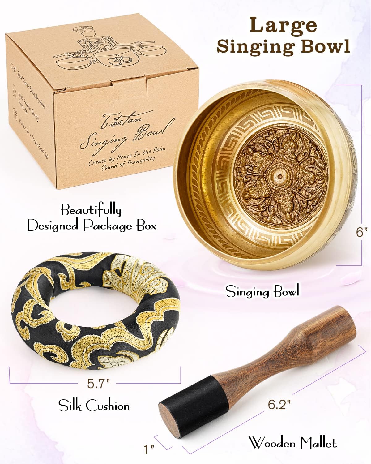 Tibetan Singing Bowls, Authentic Meditation Sound Bowls Handcrafted in Nepal for Yoga, Chakra Healing, Mindfulness, Self Care Spiritual Gifts