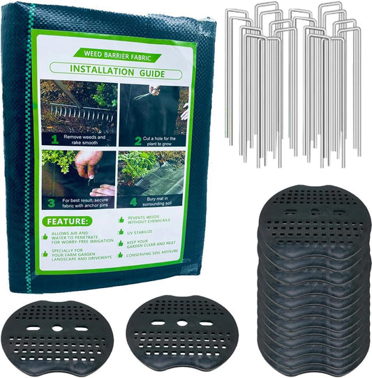 6.6x32.8ft Landscape Fabric Weed Barrier Fabric Heavy Duty,Landscape Fabric with 15 U-Shaped Pins and Gasket for Landscaping, Driveway, Weed Control, Construction, Underlayment-3.2oz