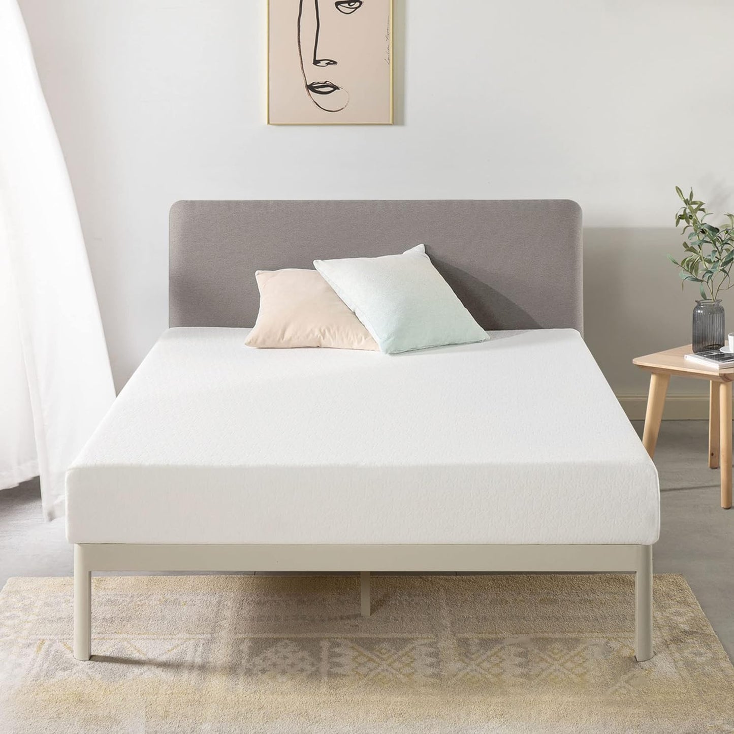NEW - Best Price Full Mattress 8 Inch Mattress Bed-In-A-Box, Green Tea Memory Foam , White - Retail $181