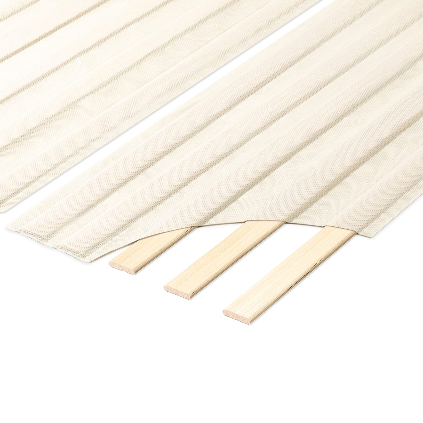 Mellow Fabric Covered Wood Slats, Bunkie Board Mattress Support, Box Spring or Bed Slat Replacement, Full , Beige
