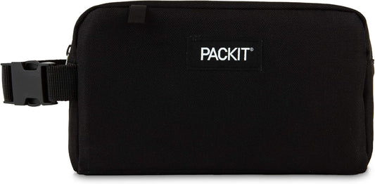 PackIt Freezable Snack Box, Black, Built with EcoFreeze Technology, Collapsible, Reusable, Zip Closure with Buckle Handle, Perfect All Ages and Fresh Snacks on the go