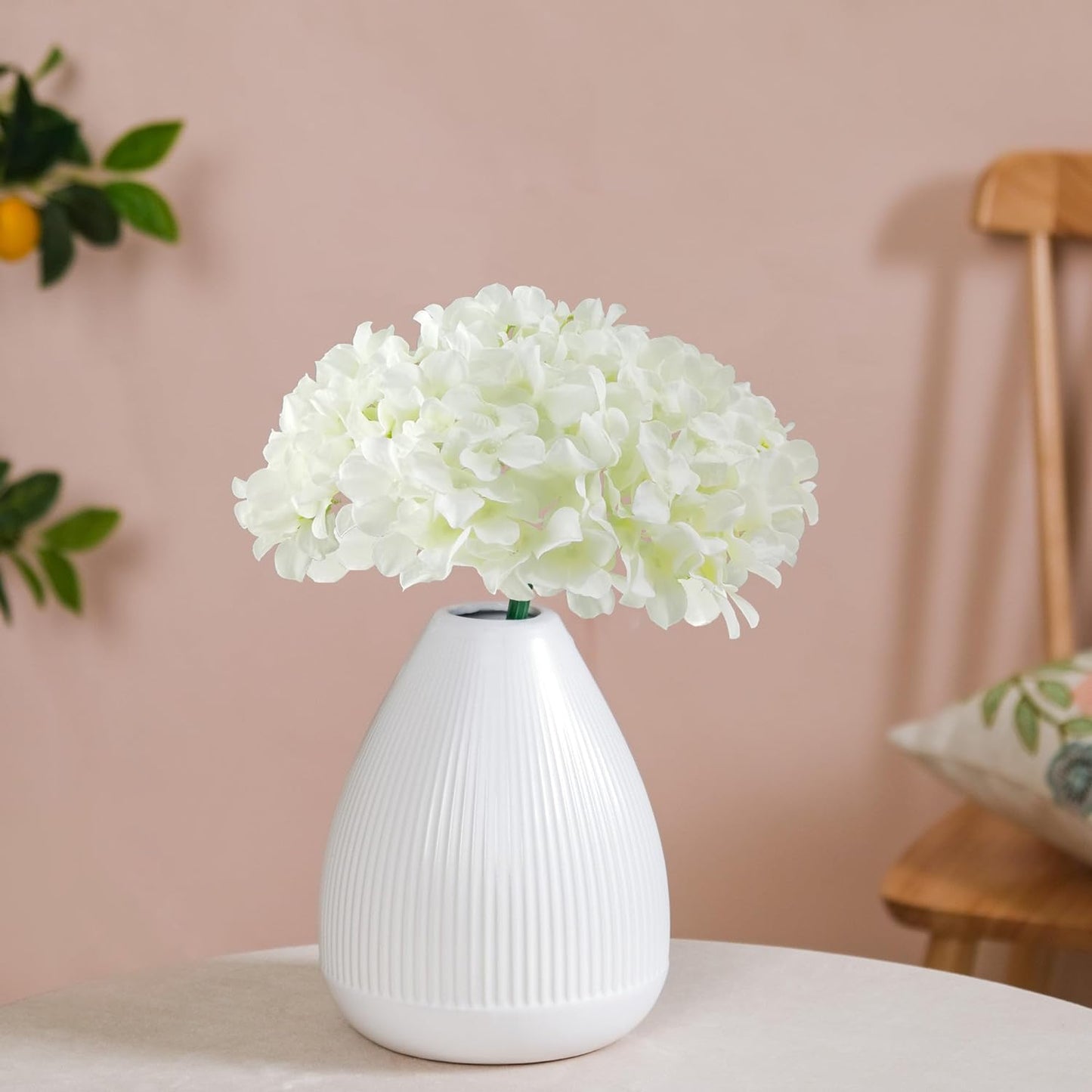 20 Pcs White Hydrangea Artificial Flowers Bulk, Faux Hydrangea Flowers Heads