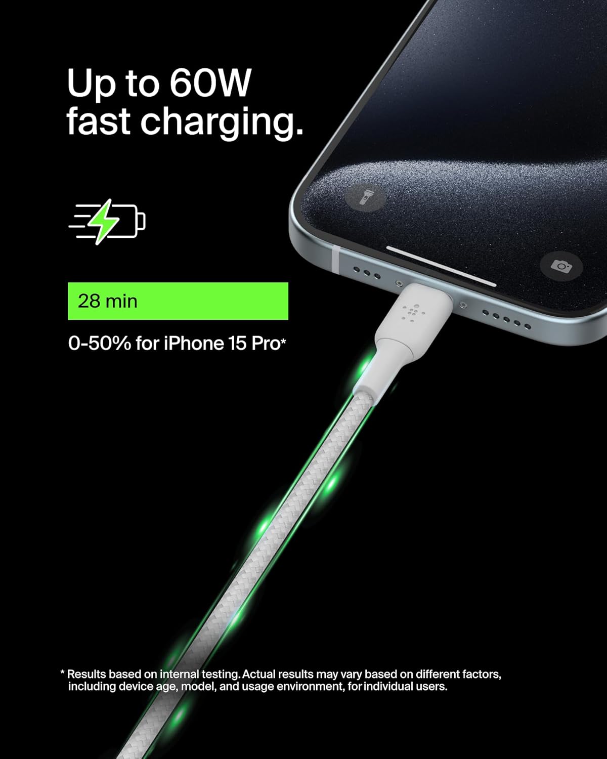 Belkin BoostCharge (1M/3.3ft) Braided USB-C to USB-C Cable for iPhone 16, iPhone 16 Pro, iPhone 16 Pro Max, Galaxy S25, S24, Galaxy Note, Pixel 9 & 8, iPad Pro, Nintendo Switch 2 & More - White