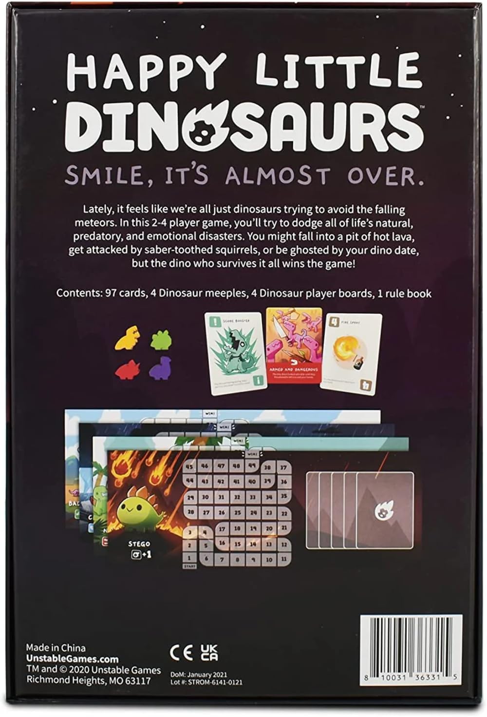 Happy Little Dinosaurs Base Game - Competitive Sabotage Funny Family Card Game For Kids, Teens, Adults - 2-4 Players