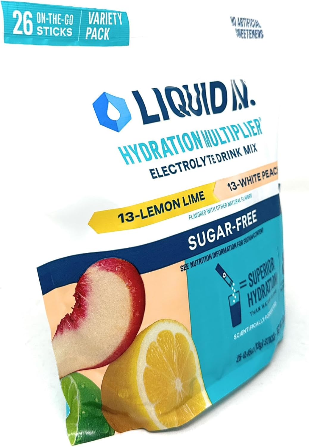 Liquid I.V. Sugarfree Hydration Multiplier 15x Lemon Lime & 15x White Peach - 30 Sticks