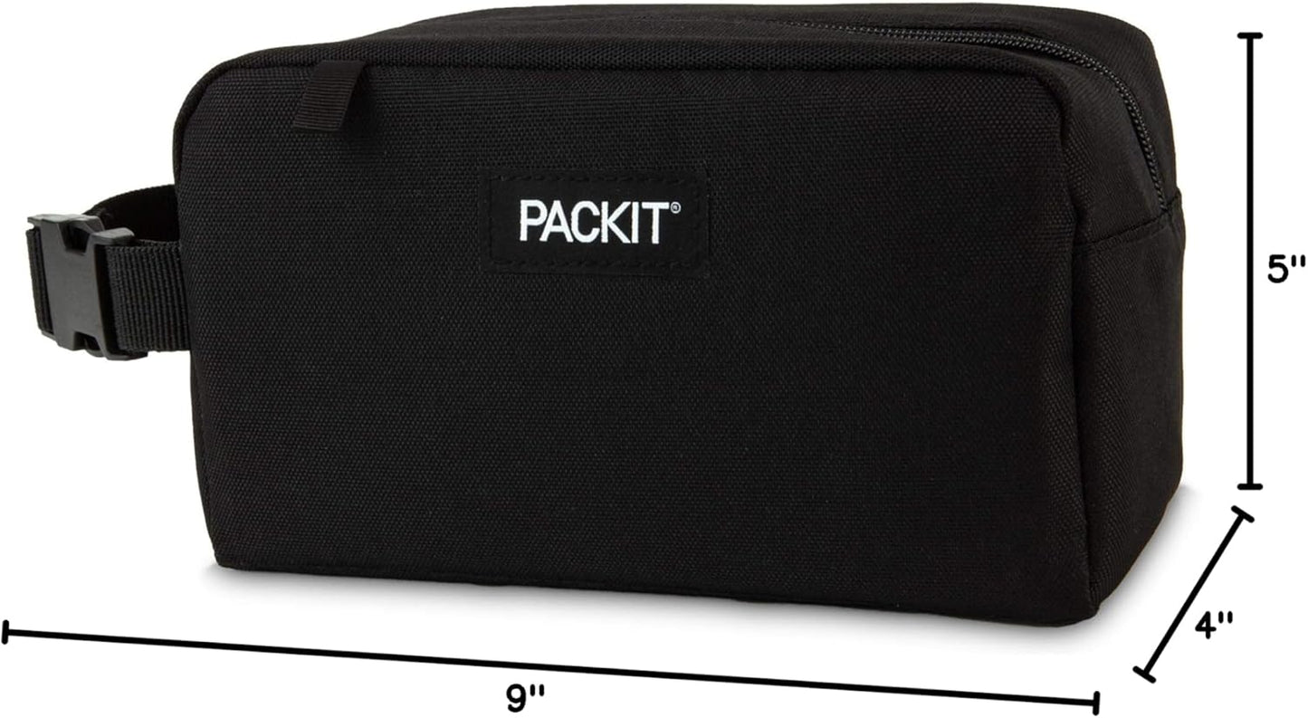 PackIt Freezable Snack Box, Black, Built with EcoFreeze Technology, Collapsible, Reusable, Zip Closure with Buckle Handle, Perfect All Ages and Fresh Snacks on the go