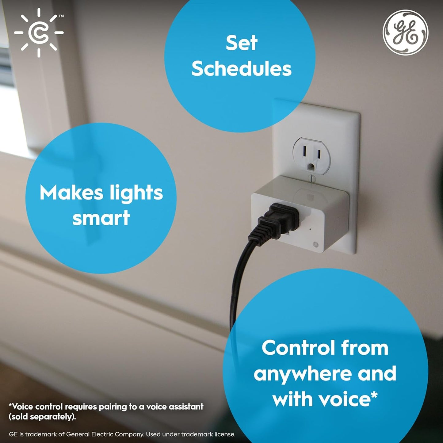GE CYNC Smart Plug, Indoor Bluetooth and Wi-Fi Outlet Socket, Works with Alexa and Google, Great Christmas Gifts for Men, Holiday Gift for Women, Perfect Dad Gifts (1 Pack)