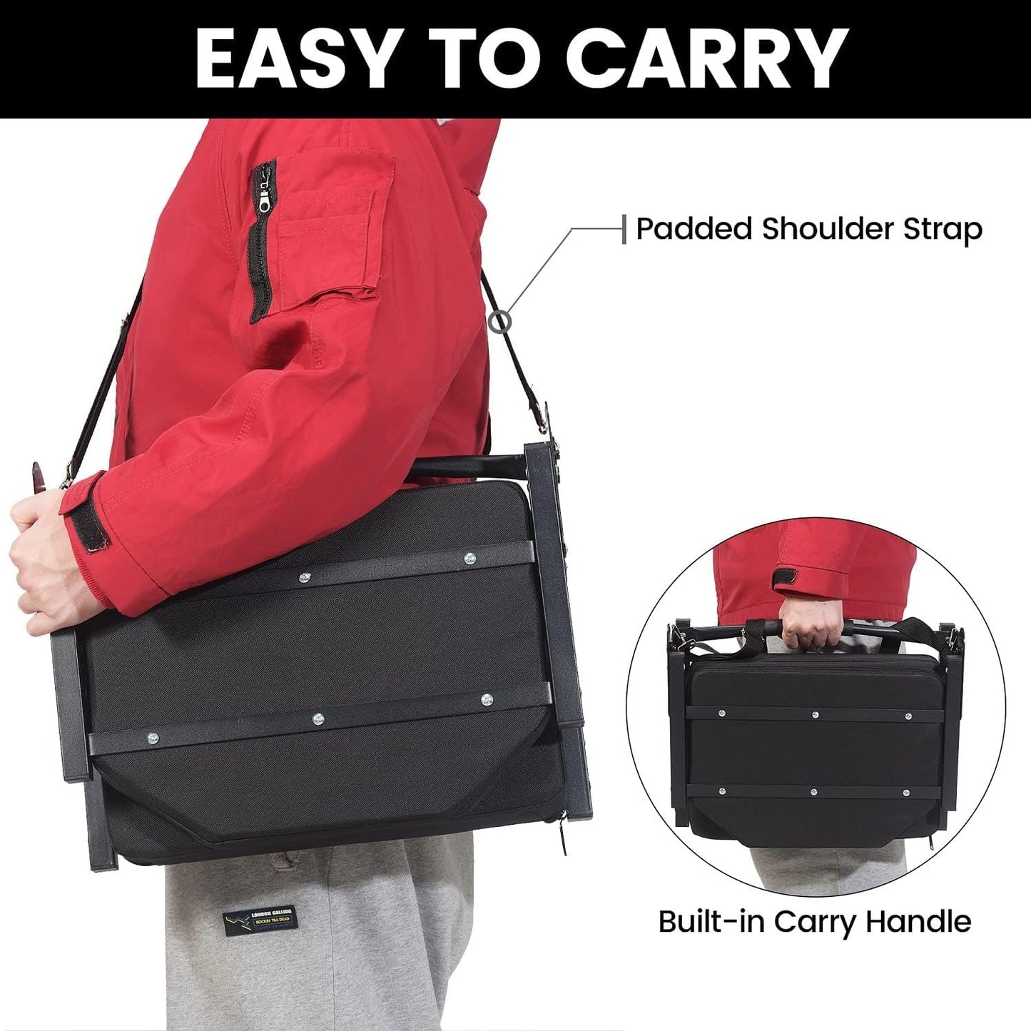 NEW - Jauntis Stadium Seats for Bleachers, Bleacher Seats with Ultra Padded Comfy Foam Backs and Cushion, Wide Portable Stadium Chairs with Back Support and Shoulder Strap, 2 Pack, Black - Retail $95