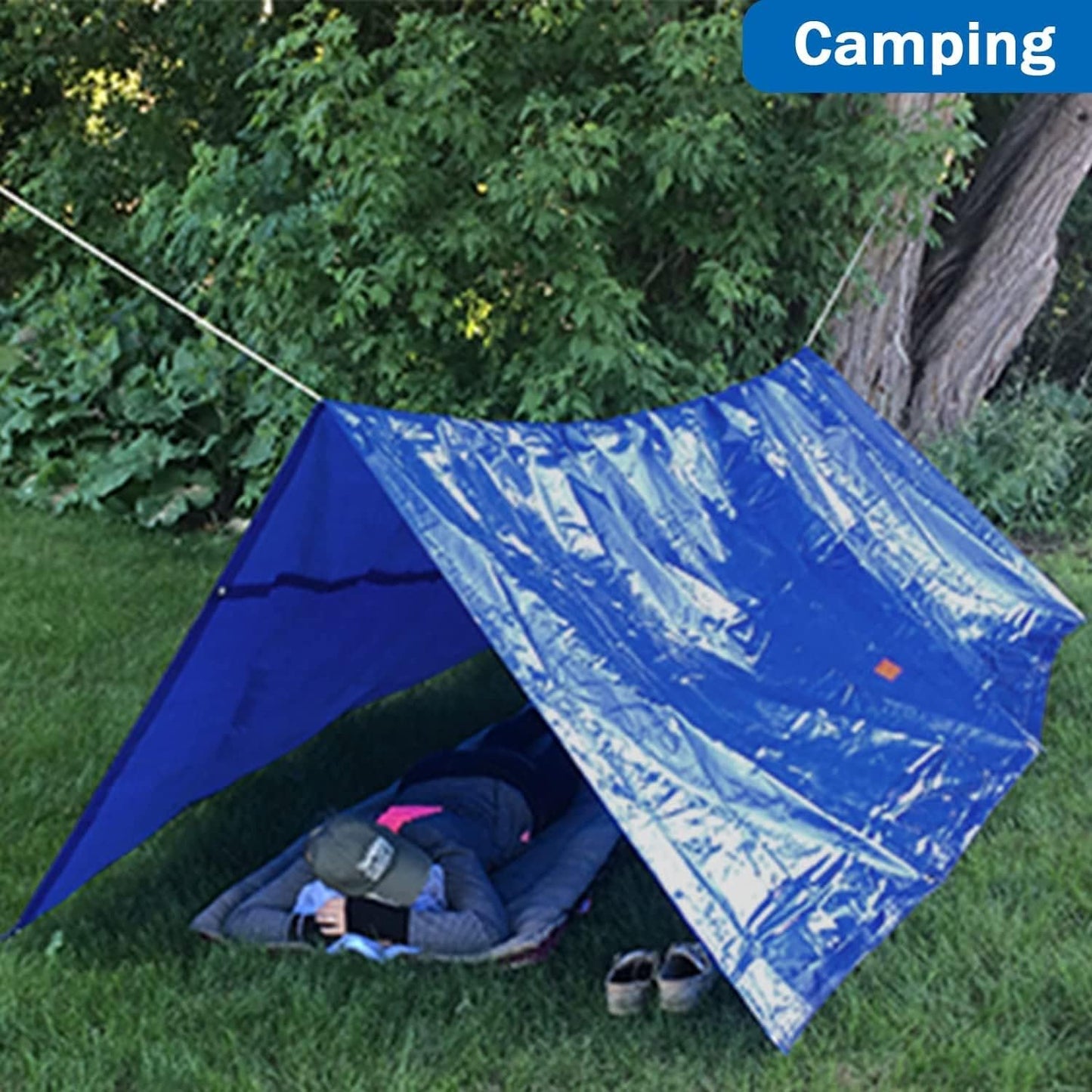 NEW - 50x100 7 Mil Tarp Cover, Waterproof, UV Resistant, Rip and Tear Proof, Poly Tarpaulin with Reinforced Edges for Roof, Camping, Patio, Pool Cover, Boat, Blue - Retail $222