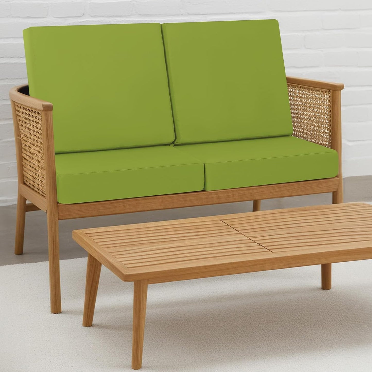 idee-home Outdoor Chair Cushions Set of 2, Waterproof Outdoor Seat Cushions for Patio Furniture, Outside Replacement Chair Pad with Ties for Lawn Deck Porch, 24 x 24 Green