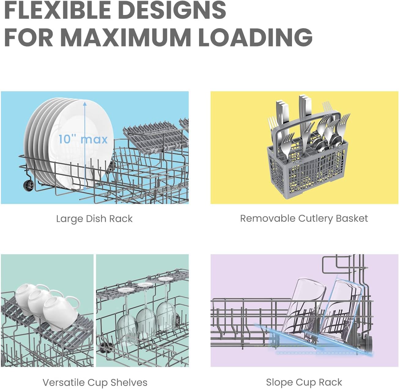 COMFEE Portable Mini Dishwasher, Energy Star, Countertop, 6 Place Settings, with 8 Washing Programs, Speed, Baby-Care, ECO& Glass, Dish Washer for Dorm, RV & Apartment,