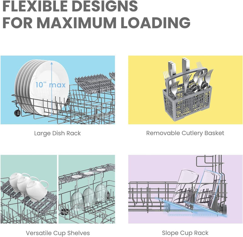 Dent - COMFEE Portable Mini Dishwasher, Energy Star, Countertop, 6 Place Settings, with 8 Washing Programs, Speed, Baby-Care, ECO& Glass, Dish Washer for Dorm, RV & Apartment