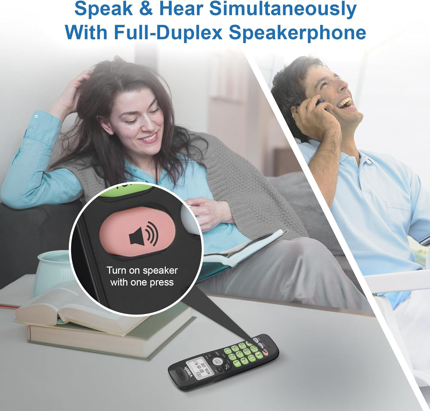 VTech Cordless Phone with DECT 6.0, Full-Duplex Speakerphone, Lighted Display, Backlit Keypad, Caller ID/Call Waiting, Volume Control, Hearing Aid Compatible, Wall Mount | VG131-11 (Black)