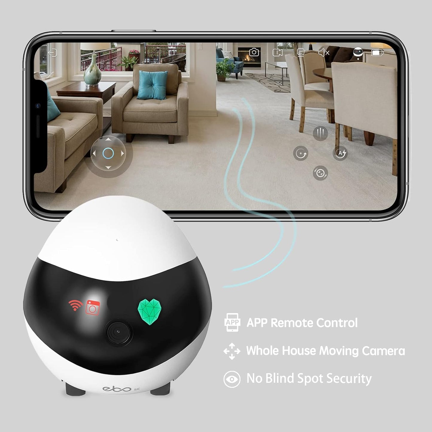 NEW - Enabot Home Security Camera EBO SE: 1080P Indoor Cam Battery-Operated, Auto-Recharge, Night Vision, Wireless Camera for Pet/Elderly/Baby, 2-Way Talk, Local Storage, APP Control - Retail $138