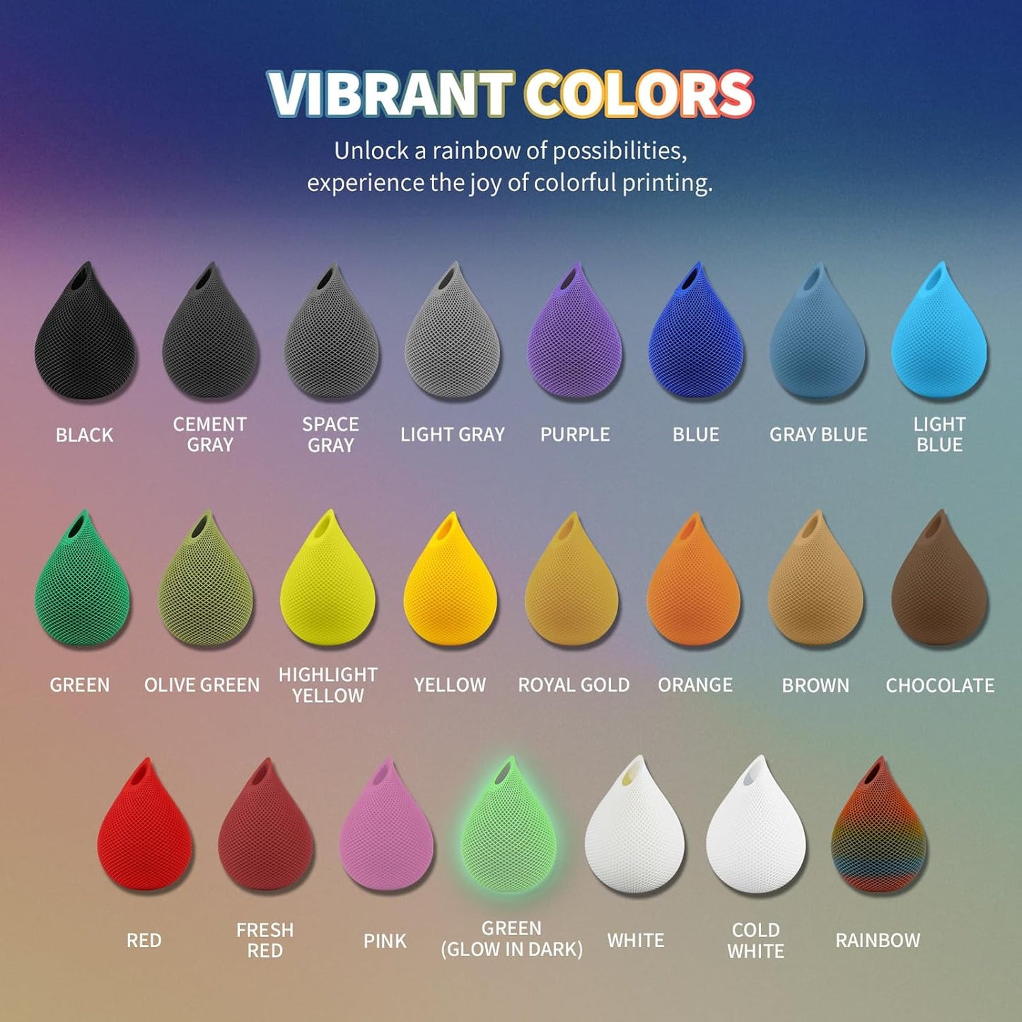 OVERTURE Glow PLA 3D Printer Filament Fluorescent Green 1.75mm, 1-Pack