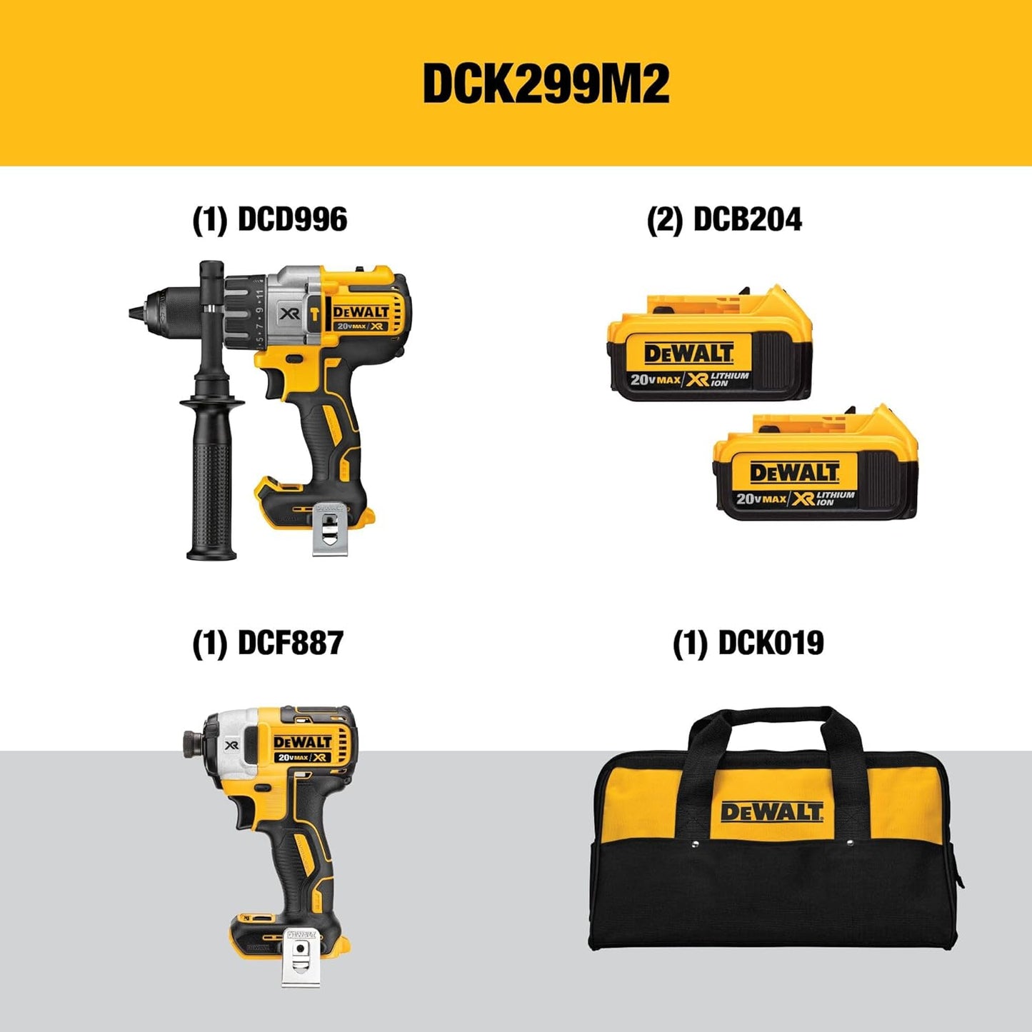 NEW - DEWALT 20V MAX Hammer Drill and Impact Driver, Cordless Power Tool Combo Kit with 2 Batteries and Charger (DCK299M2) - Retail $389