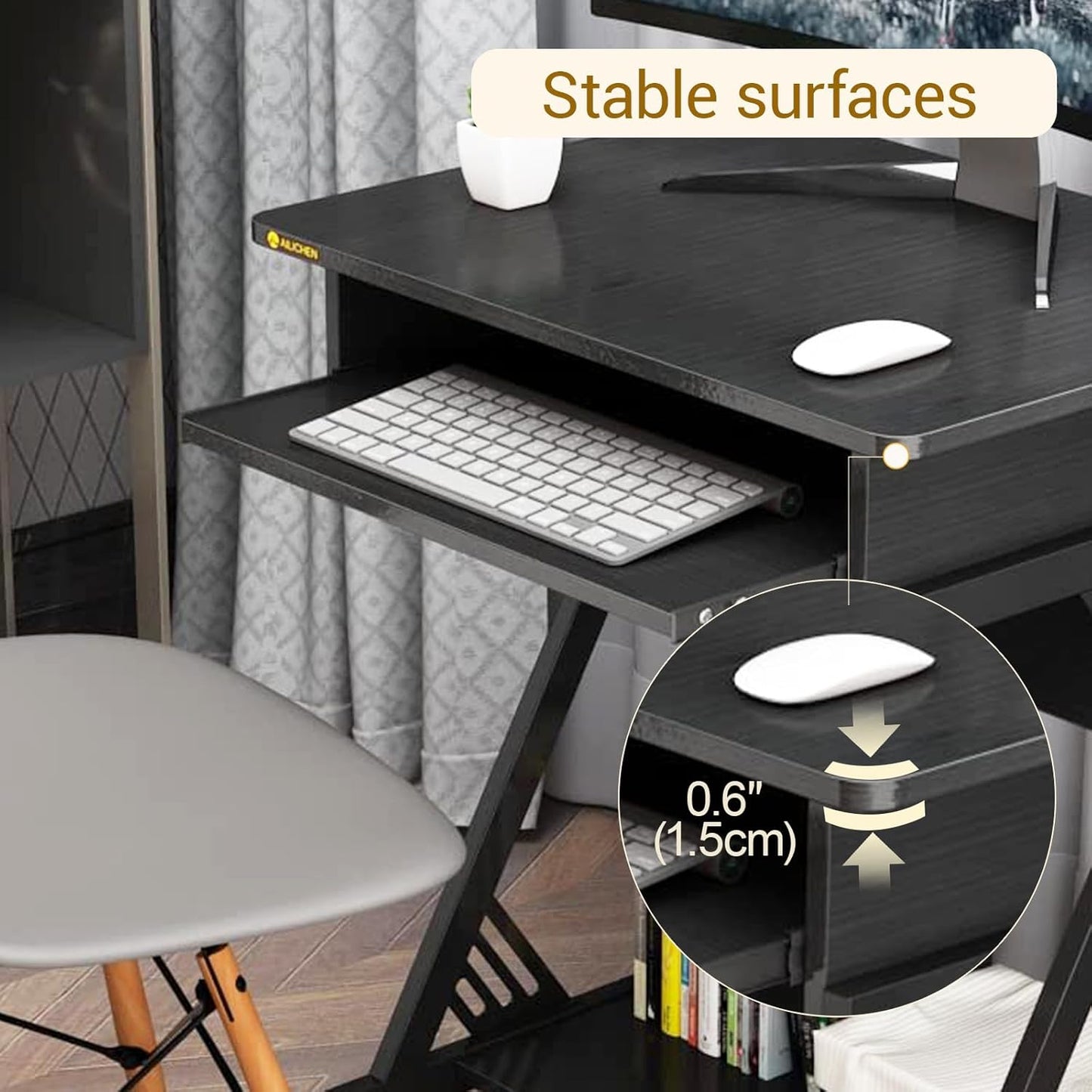 Zenira 24 Inch Small Computer Desk, 30 Inch Tall Computer Desk with Drawers, Corner Computer Desk with Wheels, Gaming Desk for Bedroom, Home, Office, Black