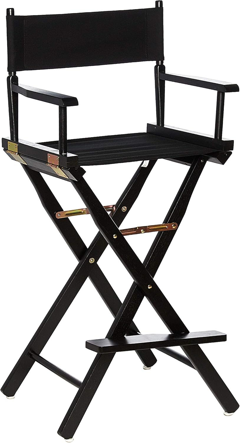Casual Home Director's Chair ,Black Frame/Black Canvas,30" - Bar Height - Retail $58