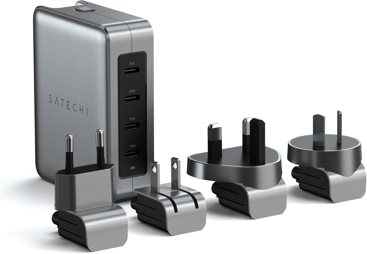 Satechi 145W GaN Travel Charger, 4-Port GaN USB C Charger, 2 USB-C PD 3.1, Fast Charging Travel Station for Laptop, for MacBook Air/Pro M5, iPad Air/Pro M5, iPhone 17 to 12 Series, Android, Windows