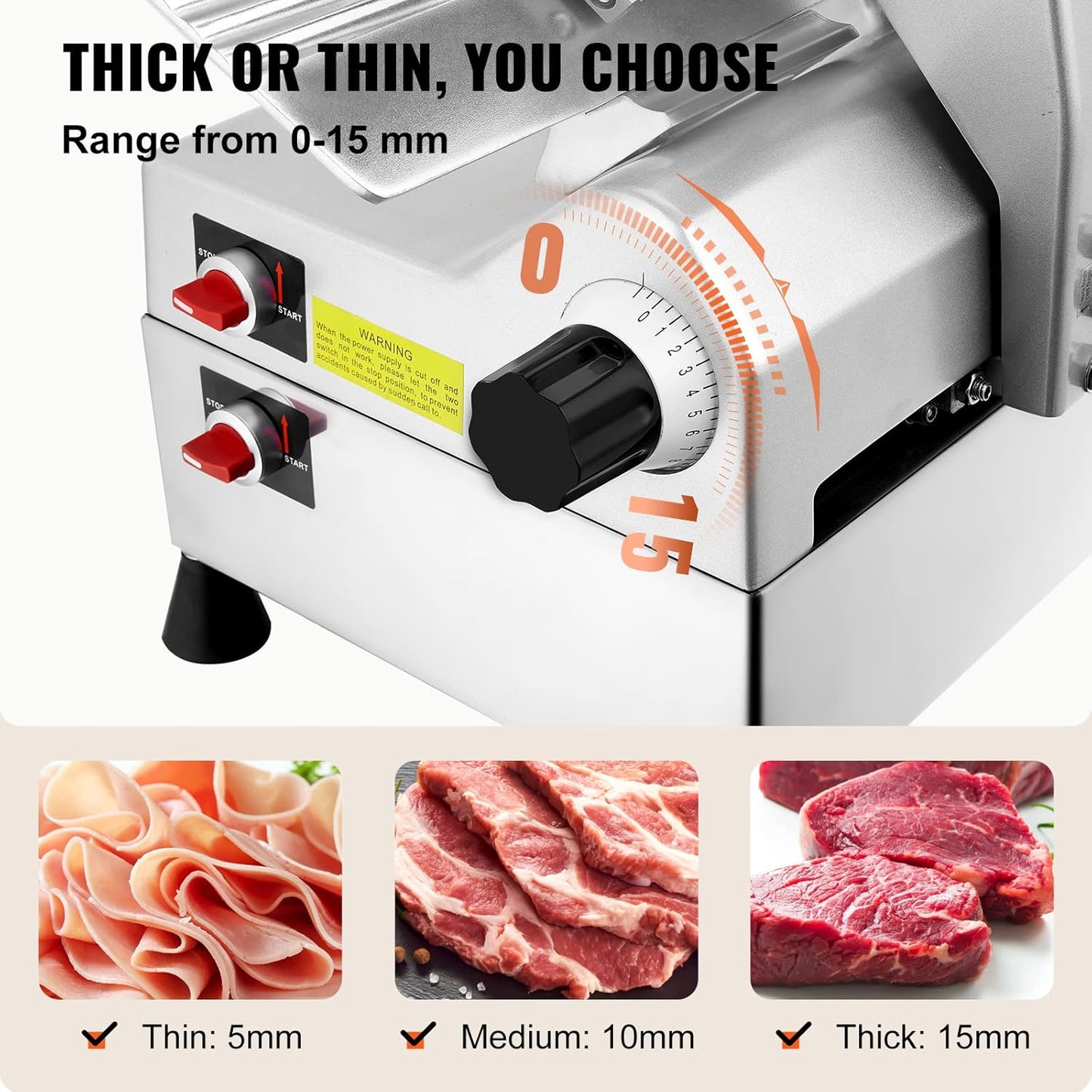 [non working] VEVOR Automatic Meat Slicer, 540W Deli Slicer with Two 10" Stainless Steel Removable Blade, 0-15mm Adjustable Thickness for Home Use, Child Lock Protection, for Meat Cheese Bread