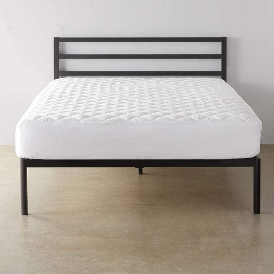 Amazon Basics Hypoallergenic Quilted Plush and Breathable Mattress Topper Pad, 18 Inches Deep, Queen, White