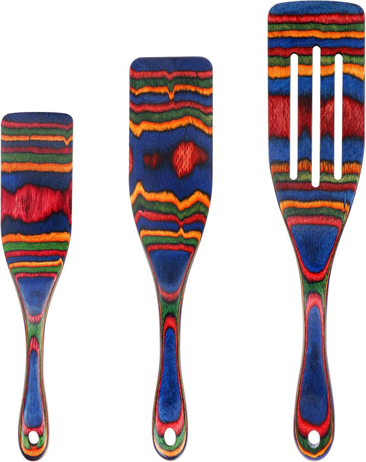 Spurtle Set, Wooden Utensils for Cooking, Kitchen Utensils Set, Pakkawood Kitchen Cooking Utensils Set, Apartment Essentials Wood Serving Spatula spoon, Home & kitchen Gift for Women & Men