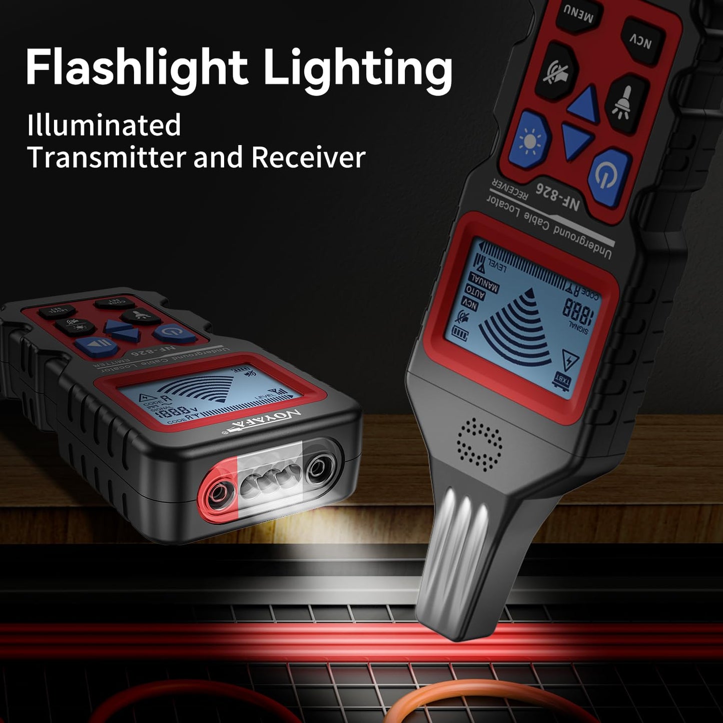 NOYAFA NF-826 Underground Cable Locator Wire Tracker, for Dog Fence Cables Irrigation, Wall and Underground Pipeline Wire Detector