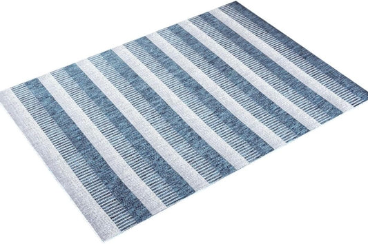 NEW - Nicole Miller New York Patio Country Charlotte Modern Stripe Indoor/Outdoor Area Rug, Aqua/Ivory, 7 ft 9 in x 10 ft 2 in - Retail $244
