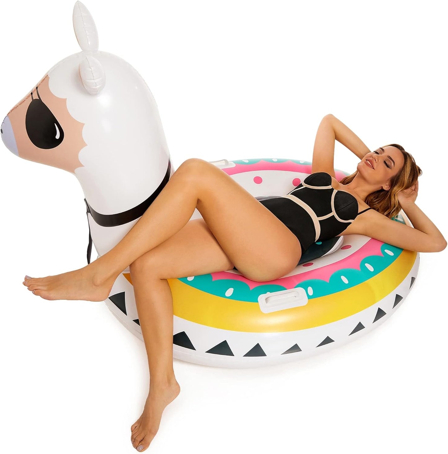 Inflatable Llama Pool Float, 51" Fiesta Alpaca Pool Floaties, Novelty Fun Water Inflatable Ride-On for Summer Swimming Pool Party Decoration Toys for Adults