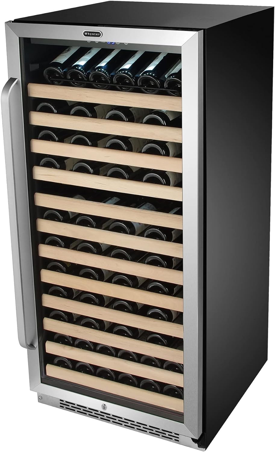 NEW - Whynter BWR-1002SD 100 Built-in or Freestanding Stainless Steel Compressor Large Capacity Wine Refrigerator Rack for Open LED Display, Black-100 Bottle, Black - Retail $1083