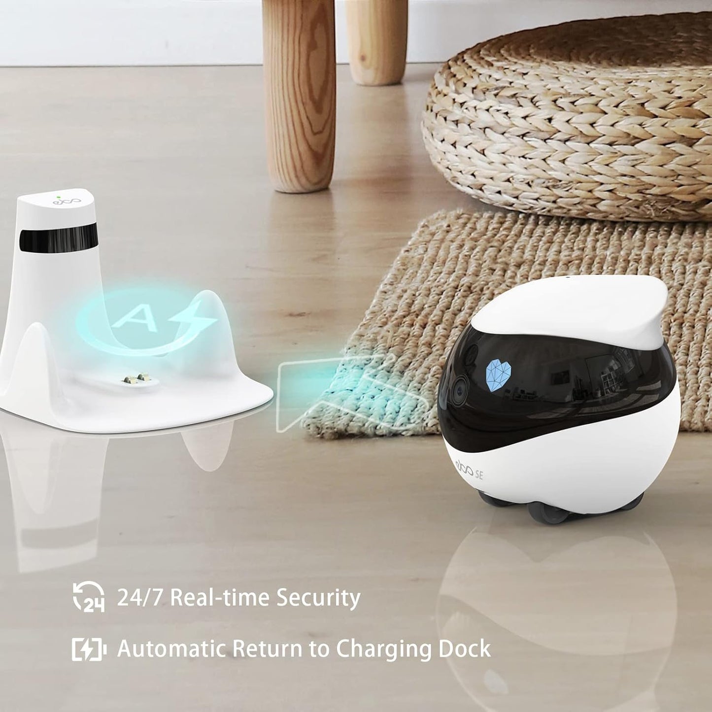 NEW - Enabot Home Security Camera EBO SE: 1080P Indoor Cam Battery-Operated, Auto-Recharge, Night Vision, Wireless Camera for Pet/Elderly/Baby, 2-Way Talk, Local Storage, APP Control - Retail $138