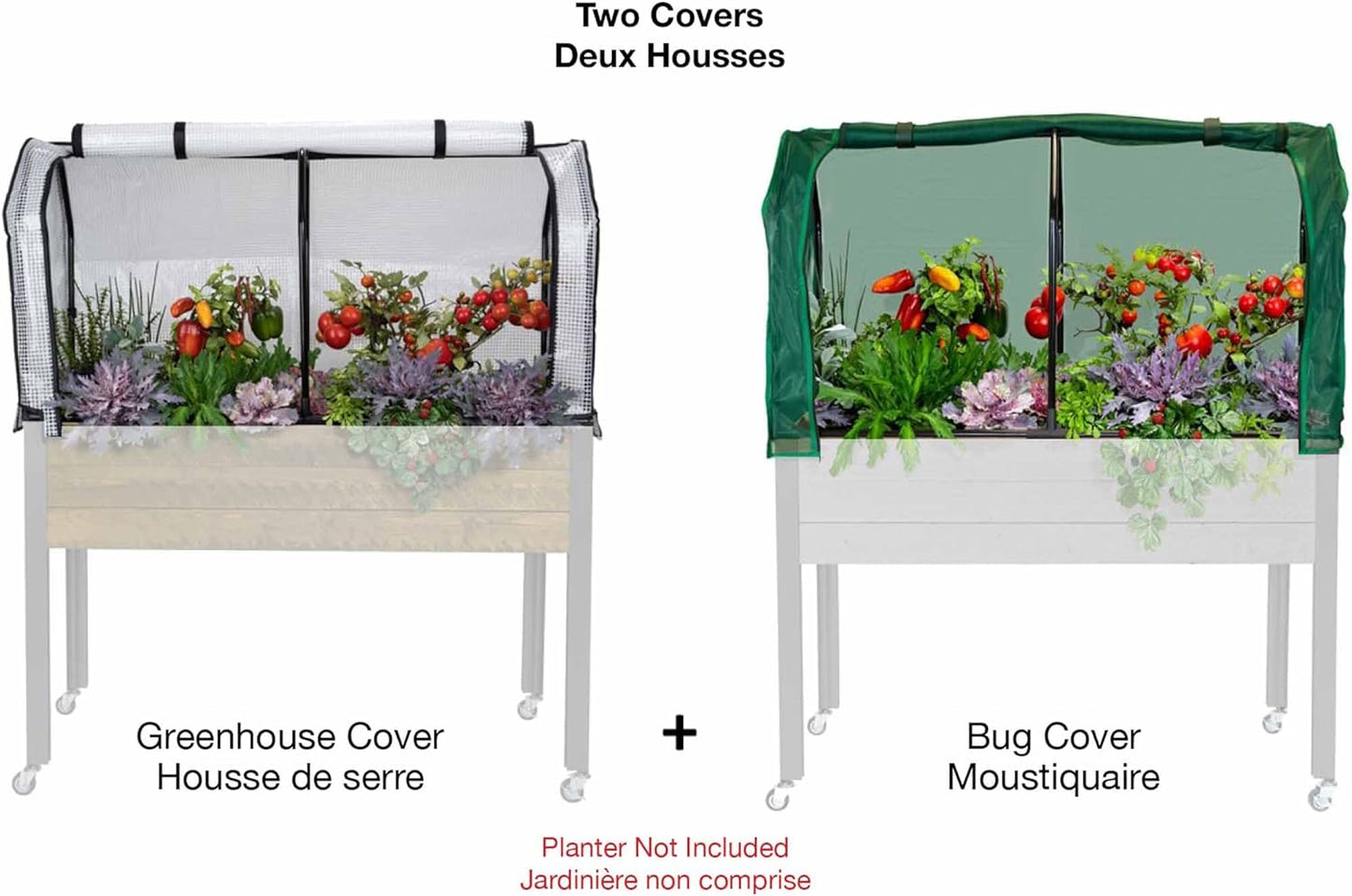 Greenhouse & Bug Cover Combo 21”W x 47”L x 24”H - Includes 1 Frame & 2 Interchangeable Covers. Planter NOT Included - Retail $80