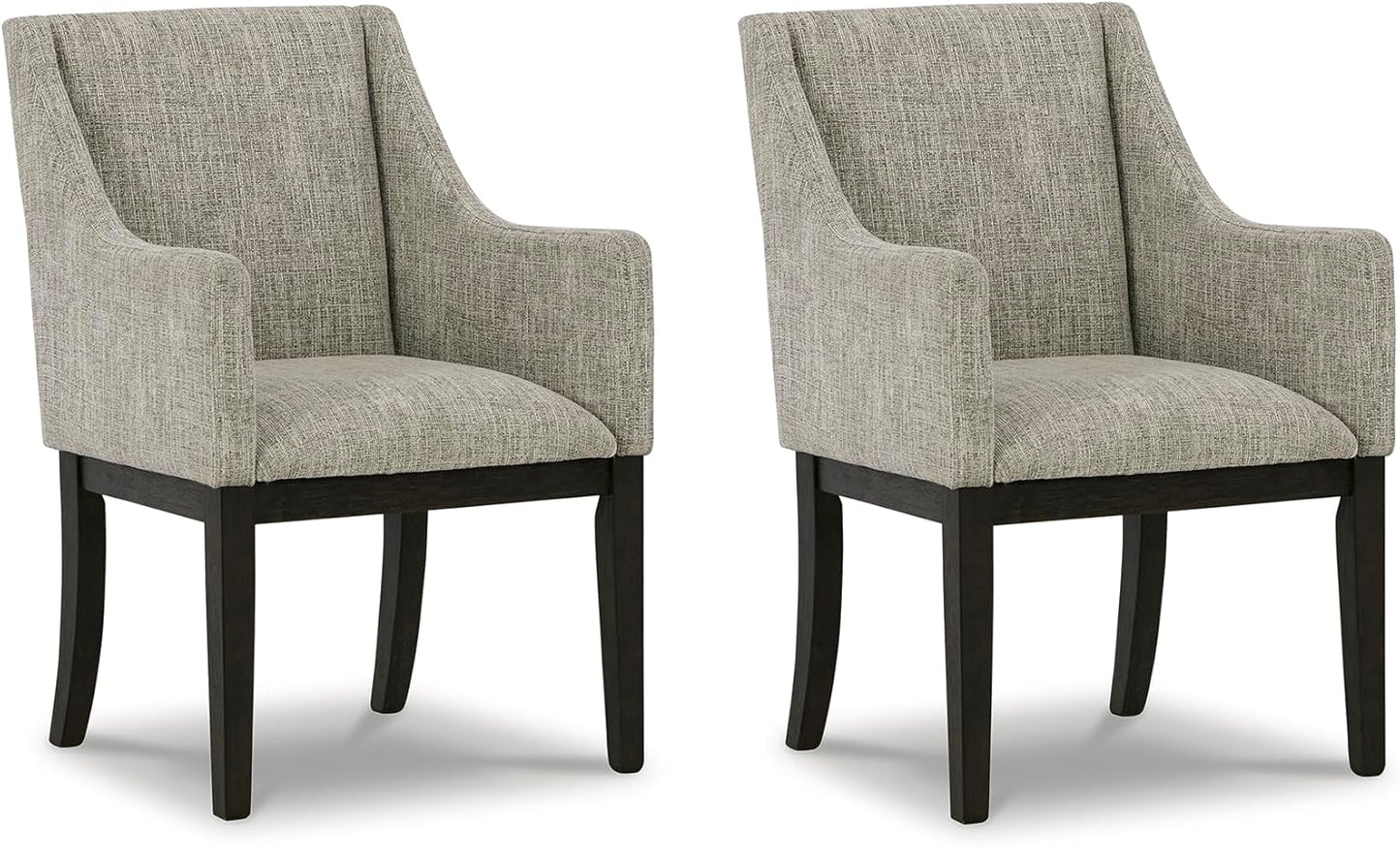 NEW - Signature Design by Ashley Burkhaus Traditional Dining Upholstered Arm Chair, 2 Count, Gray & Dark Brown - Retail $399