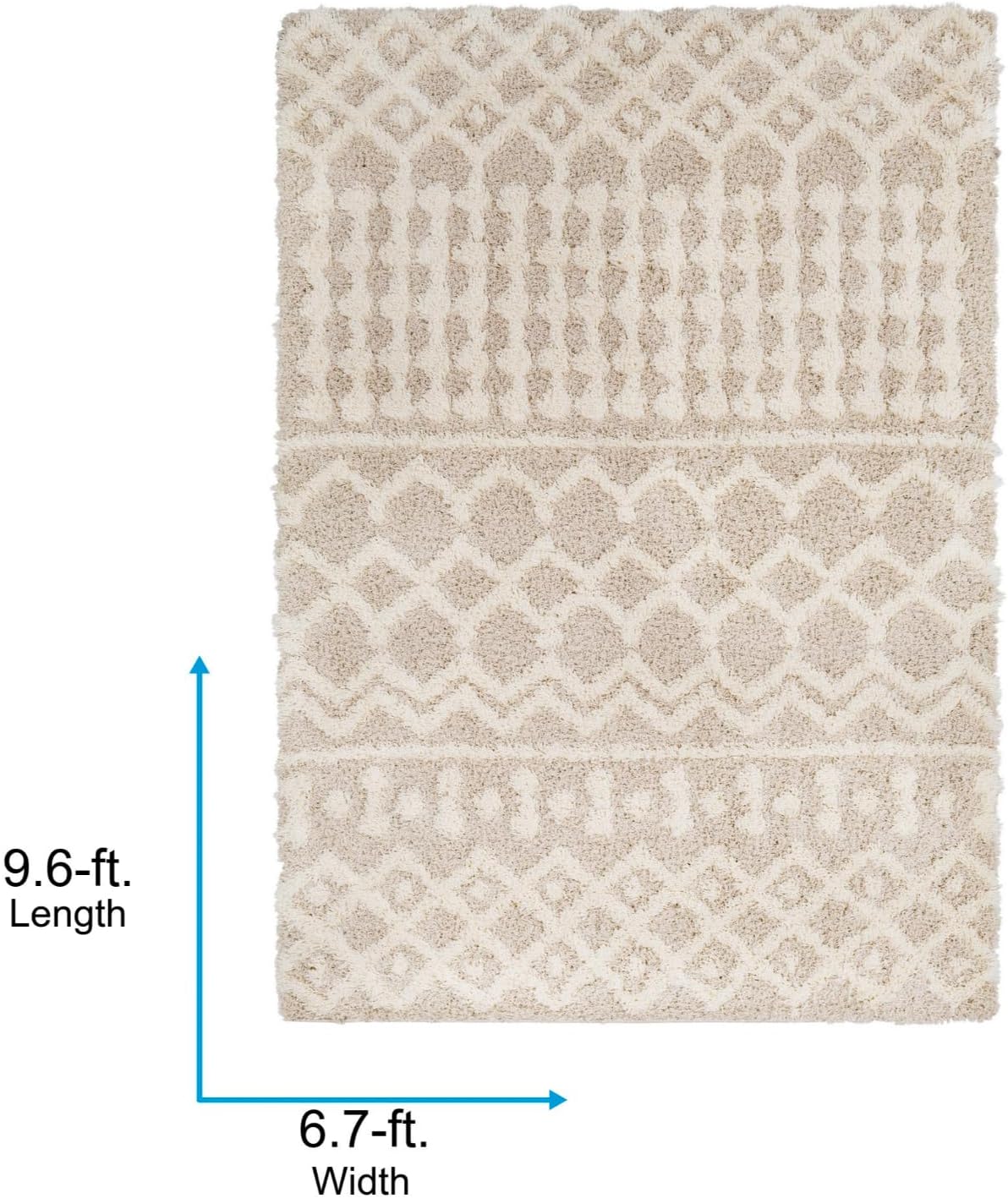 Livabliss Hapsburg Moroccan Shag Area Rug, 6'7" x 9'6", Beige - Retail $151
