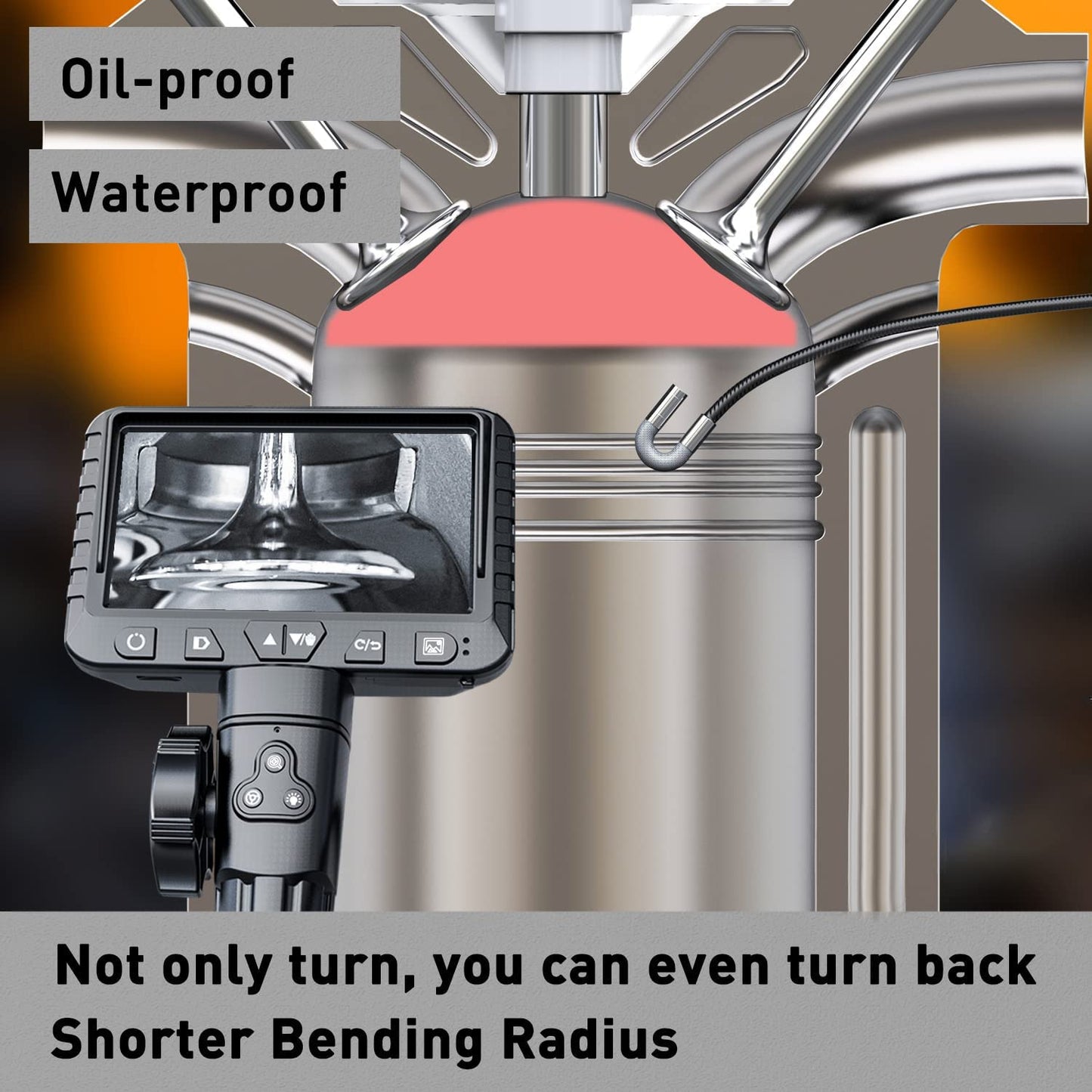 NEW - Two-Way Articulating Borescope, Industrial Endoscope with 0.33in Articulated Snake Camera, Video Inspection Scope with Light for Automotive Aircraft Mechanics- 5.5FT - Retail $110