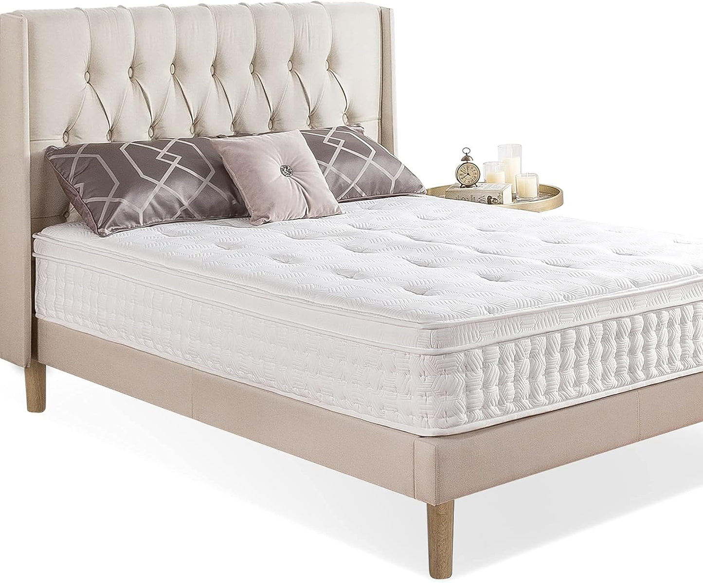 NEW - ZINUS QUEEN 12 Inch Euro Top Pocket Spring Hybrid Mattress, Pressure Relief, Pocket Innersprings for Motion Isolation - Retail $385