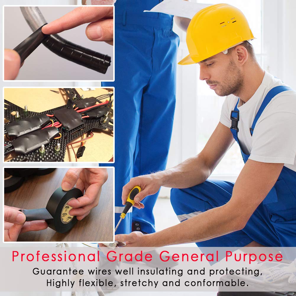 Electrical Tape Matte Rainbow 11 Colors Pack, Waterproof,Strong Adhesive, Durable, Easy-Wrap,3/4-Inch by 30 Feet