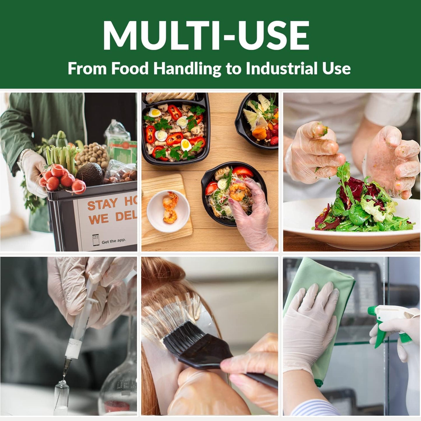 GORILLA SUPPLY 1000 LARGE Disposable Heavy Duty Vinyl Gloves Latex & Powder Free, BPA Free Food Safe