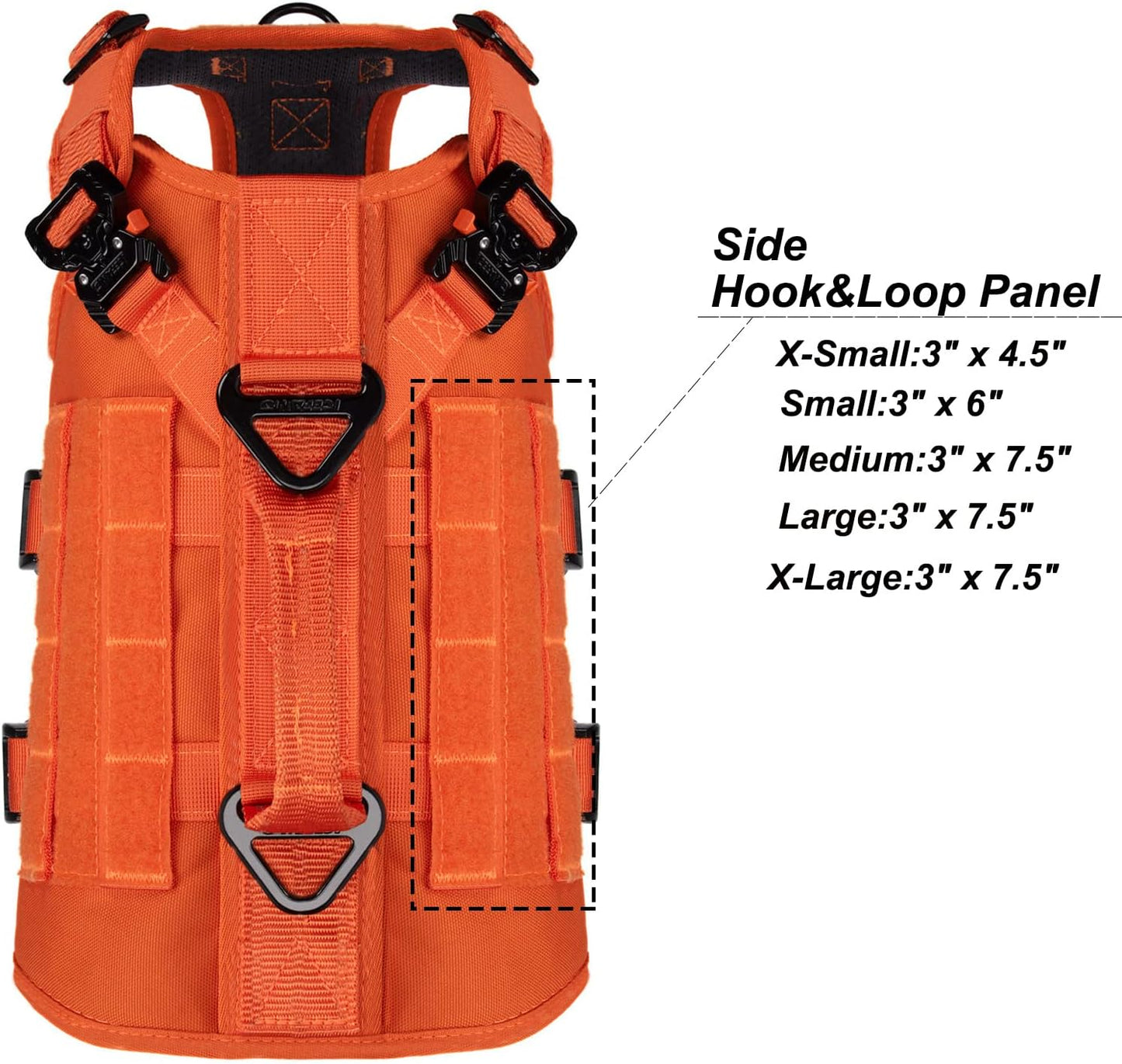 ICEFANG GN3 Tactical Dog Harness with 6X Buckle,Dog Molle Vest with Handle,3/4 Body, Hook and Loop Panel for ID Patch,No Pulling Front Clip (S (Neck 14"-18"; Chest 22"-27"), Safety Orange)