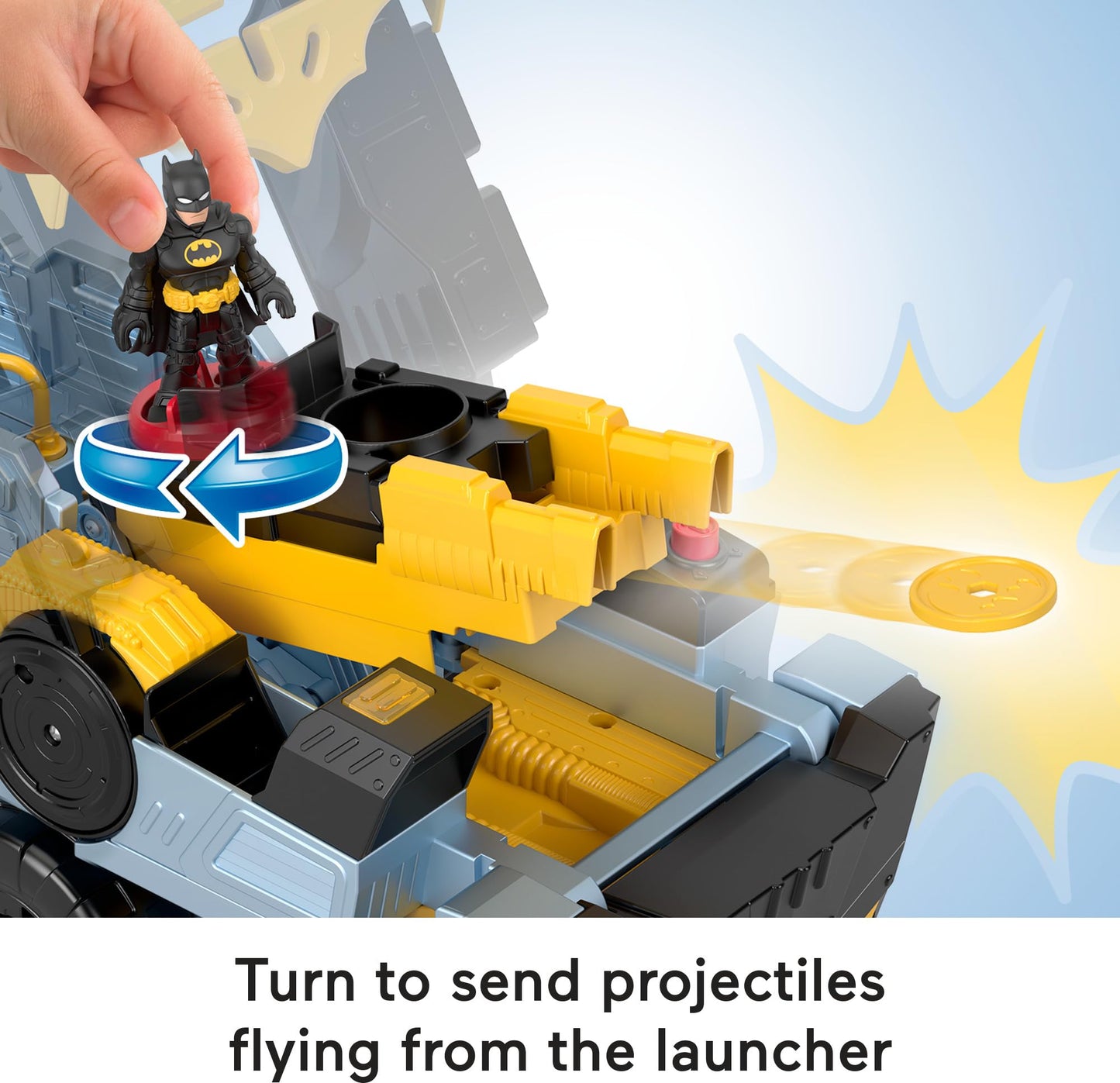 Fisher-Price Imaginext DC Super Friends Batman Toys Transforming Bat-Tank with Lights Sounds Figure & Projectiles for Preschool Kids Ages 3+ Years