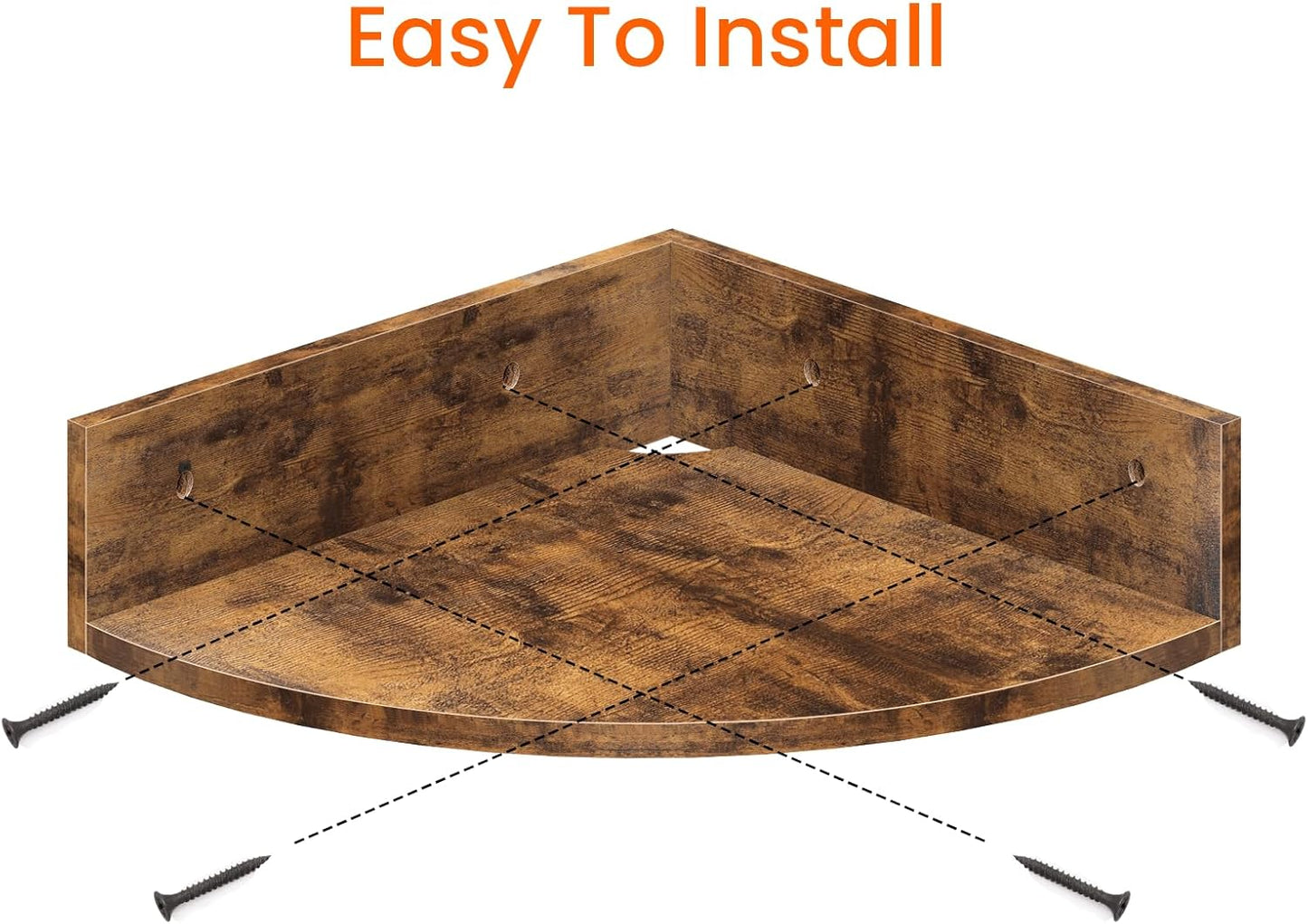 Homode Brown Corner Floating Shelves, Set of 3 Corner Shelves Wall Mounted with Cable Hole