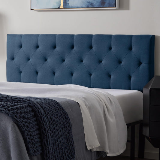 Lucid Mid-Rise Upholstered Headboard - Diamond Tufted - Padded Polyester Bed Frame or Wall Mount - Queen Size