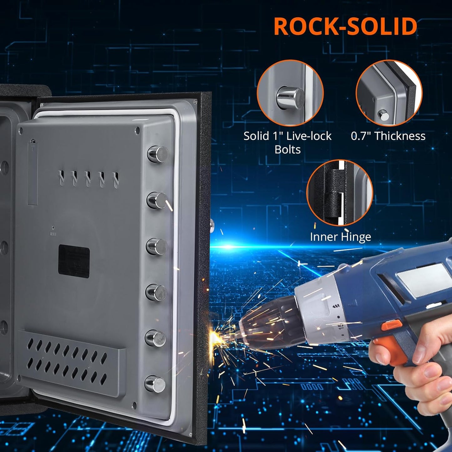 Fireproof and Waterproof Safe Box, 5.48 Cubic Feet Extra Large Lock Box, Home Safe with Programmable Keypad and Inner Lock, Security Safe - Retail $496