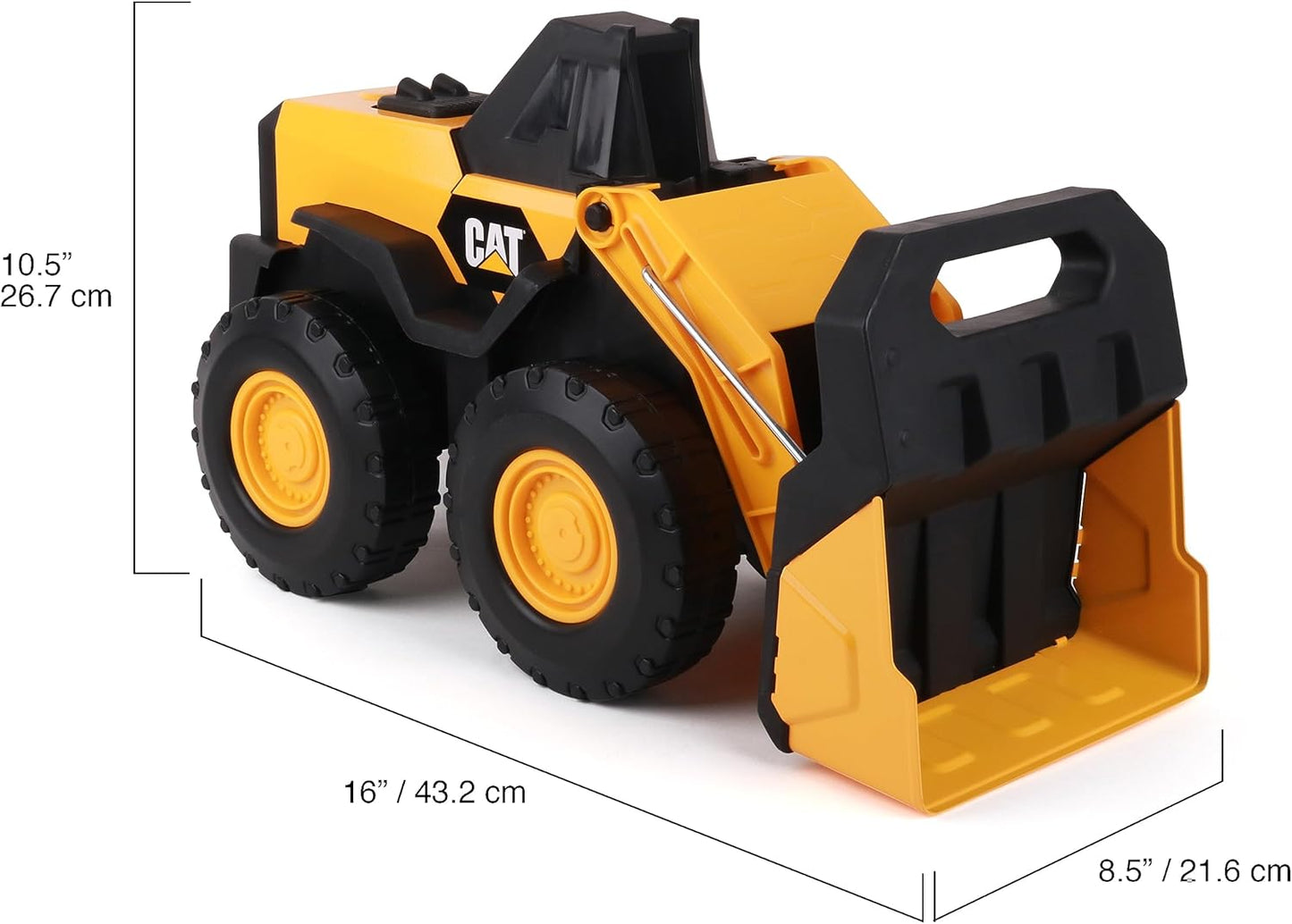 Cat Construction Toys, Real Steel Max Wheel Loader 16” – Real Steel Body, Working Arm & Bucket, Oversize All-Terrain Wheels, Heavy-Duty Construction Vehicle for Indoor/Outdoor Play, Kids Ages 3 +