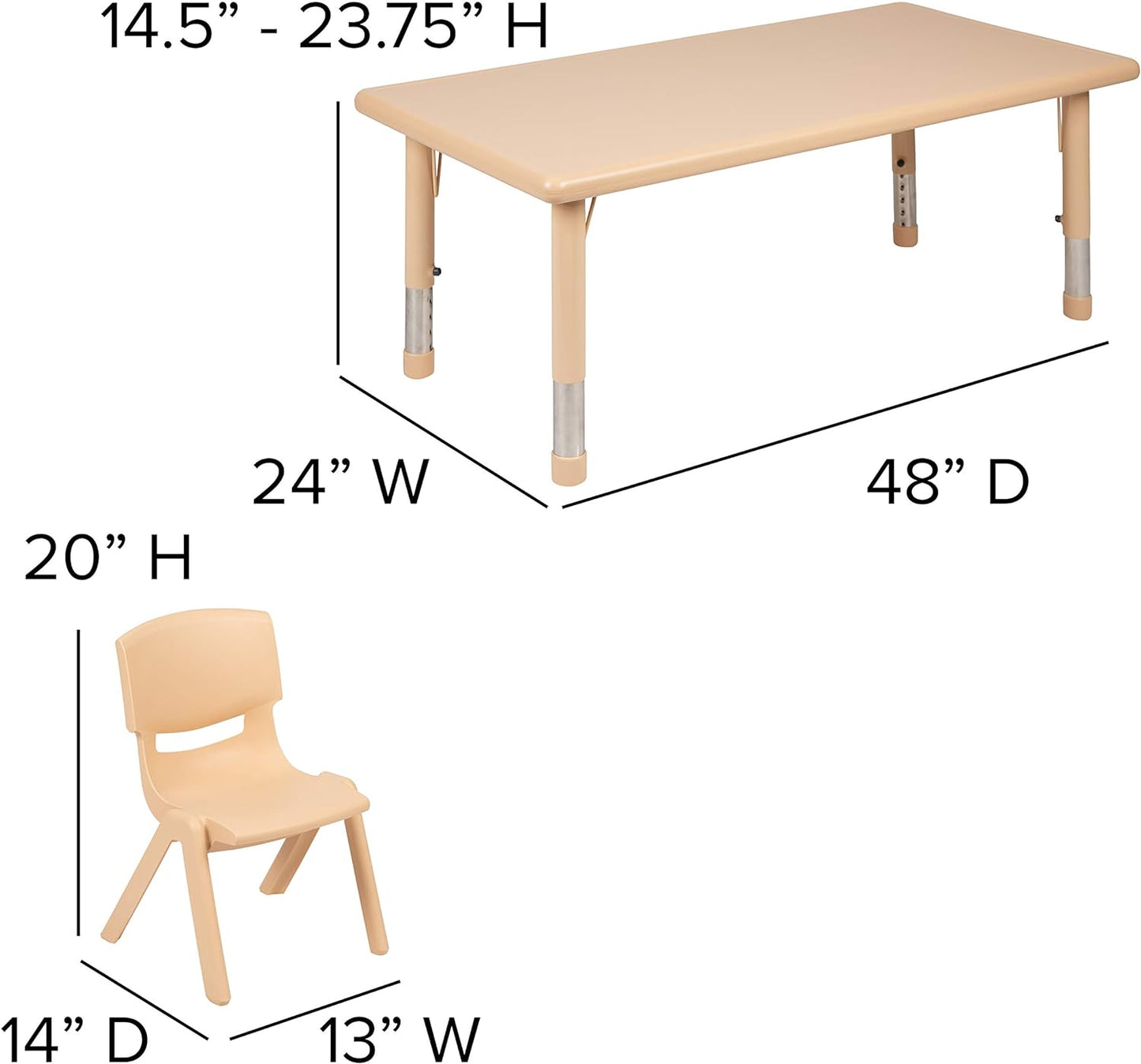 NEW - Flash Furniture - 6 Stackable Chairs, Natural - Retail $150