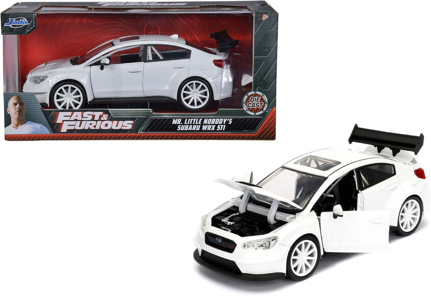Jada Toys Fast & Furious 1:24 Mr. Little Nobody's Subaru WRX STI Die-cast Car, toys for kids and adults, White (98296)