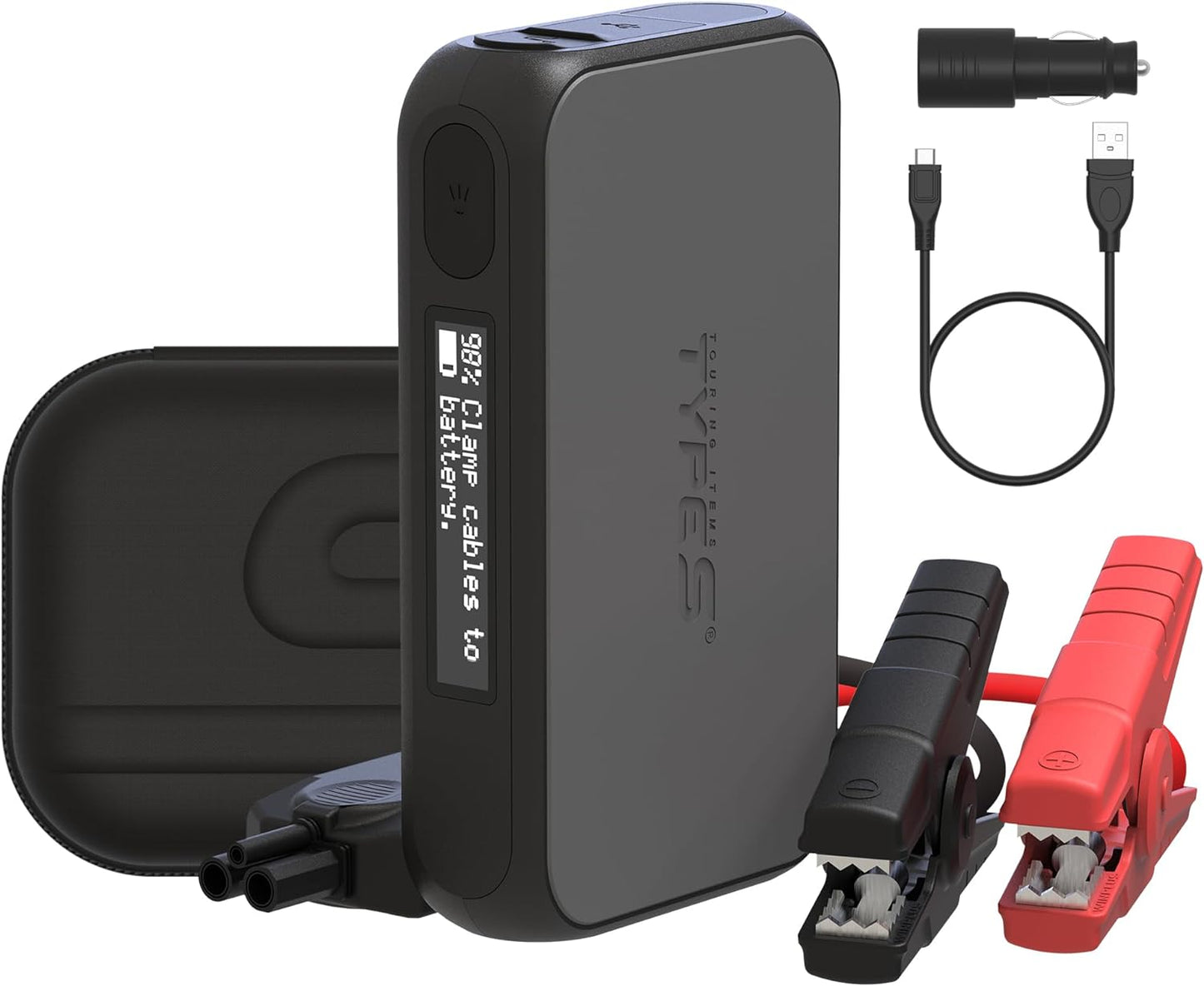 Type S Dynamic D10 1000A Portable Battery Car Jump Starter with Power Bank, 12V 6L Gas 3L Diesel, LCD Display, Battery Jump Box, 8000mAh, LED Flashlight, IP64 Splash-Proof, USB-C & USB-A, UL Listed - Retail $80