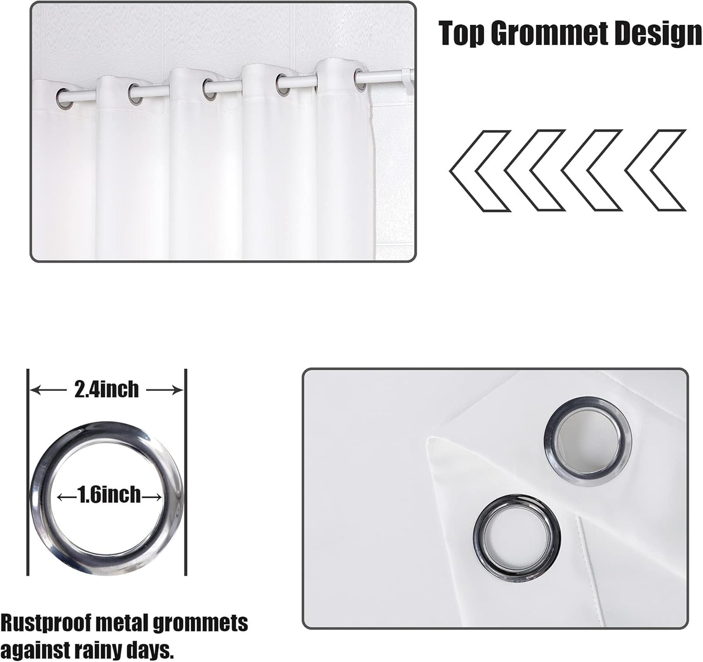 BONZER Outdoor Curtains for Patio Waterproof - Light Blocking Weather Resistant Privacy Grommet Outside Curtains for Gazebo, Porch, Pergola, Cabana, Deck, Sunroom, 1 Panel, 100W x 95L inch, White